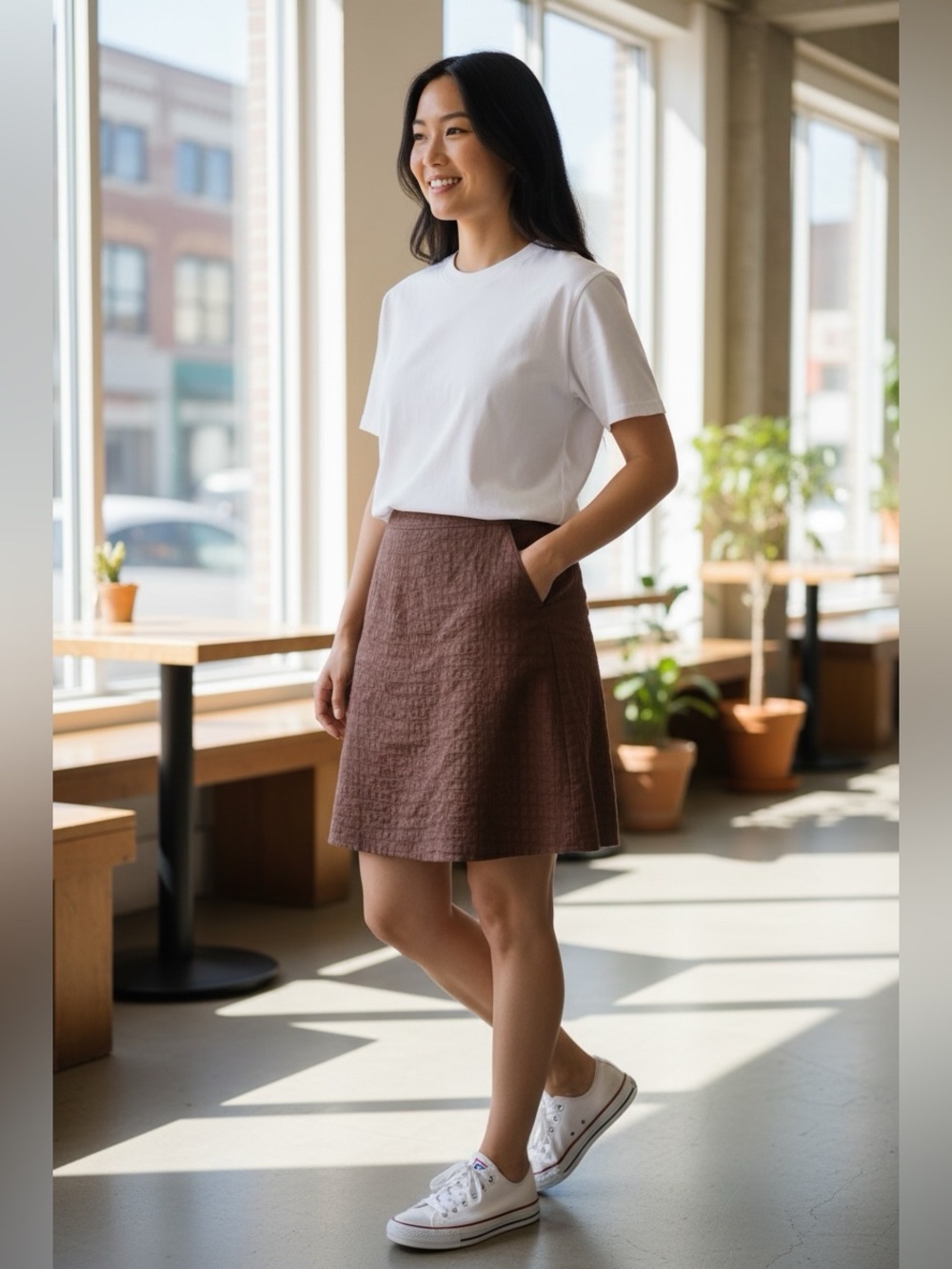 🫶🏻 Nine & Co. Brown A-Line Women's Skirt - Picture 2 of 4